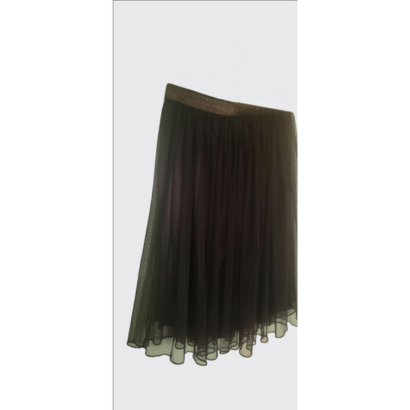 Black Tulle Midi Skirt Metallic Waistband Small Women's - Picture 4 of 4